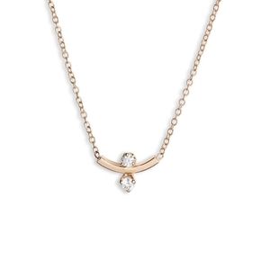 Zoe Chicco Curved Bar Pendant Necklace with two diamonds